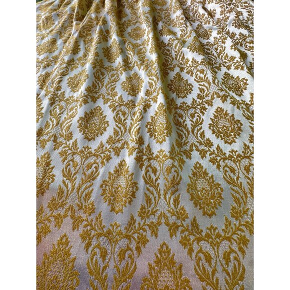 Vintage 60s curtain, golden brocade drapery, pleated blackout panel, JC Penney - Picture 5 of 10